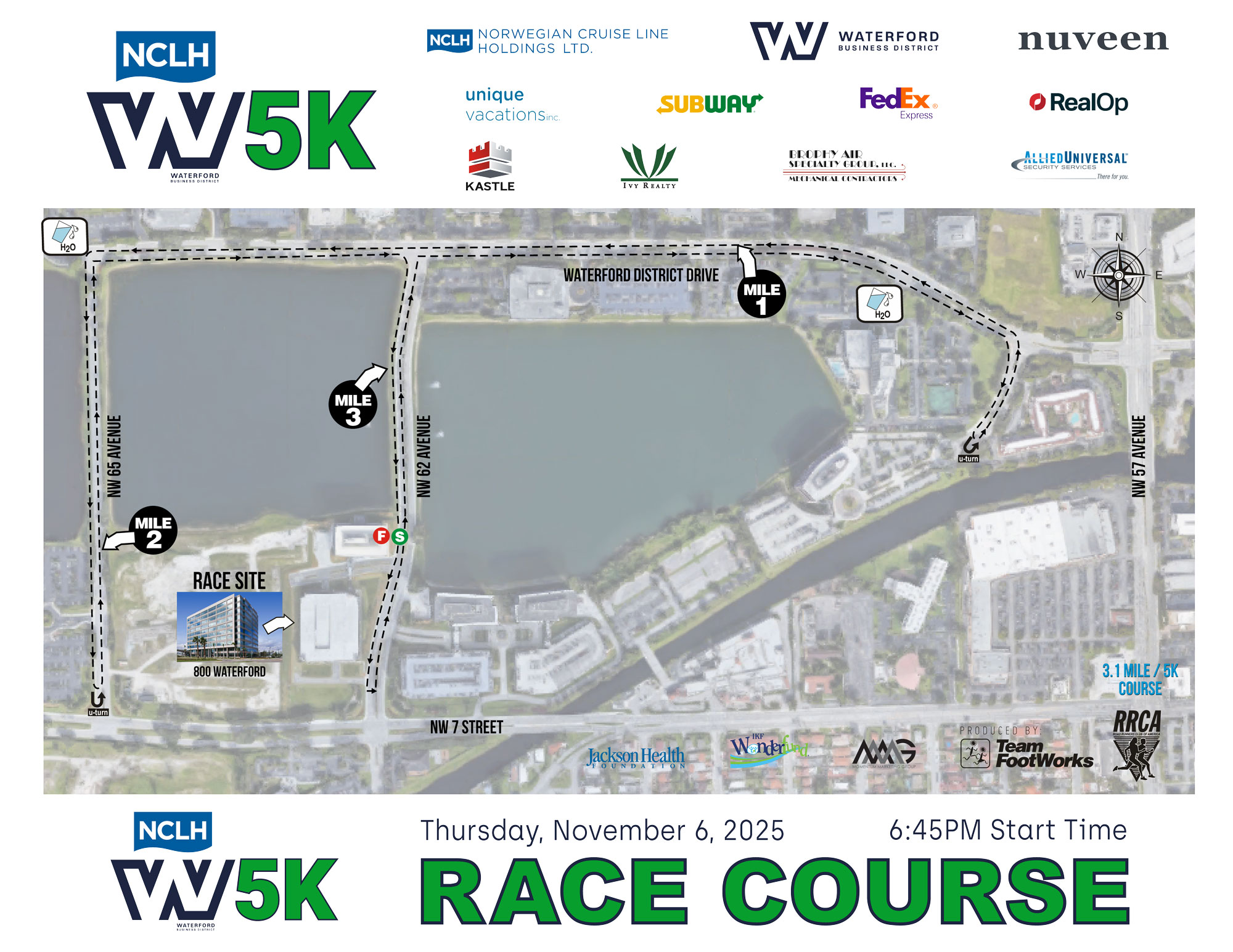 NCLH Waterford 5K Course Map